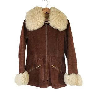 1960s Vintage Suede Shearling Coat